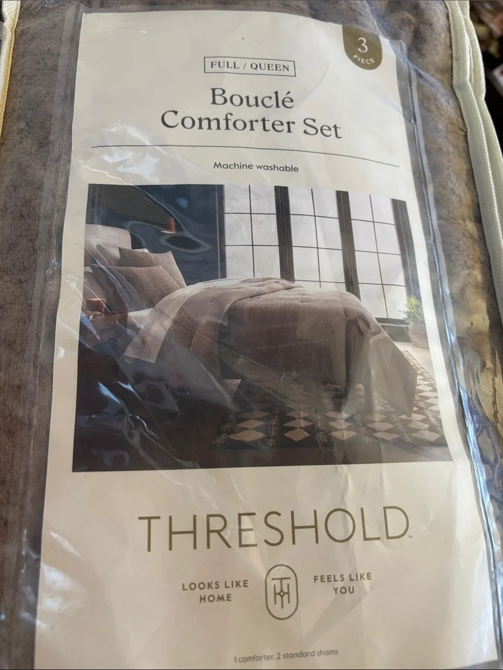 Threshold Bouclé Comforter Set Brown Full/Queen 3-Piece Comforter & Shams NWT